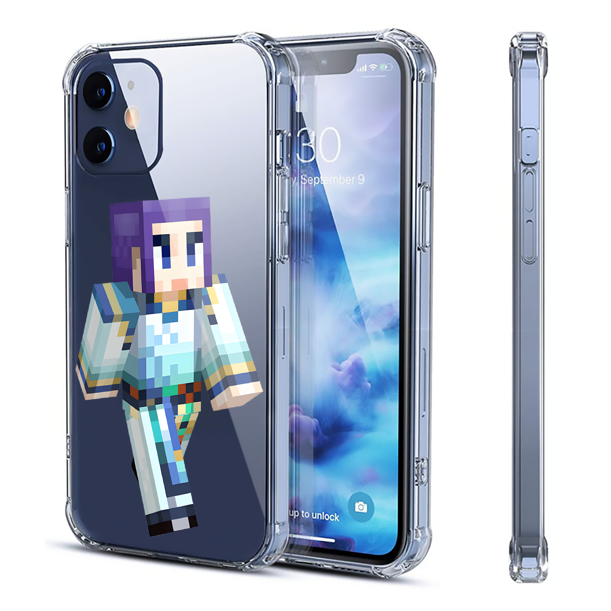 （画像用） マインクラフト ブロックの世界 Minecraft MC Block world 【iPhone 12シリーズ対応】透明スマホケース（クリアソフトケース）